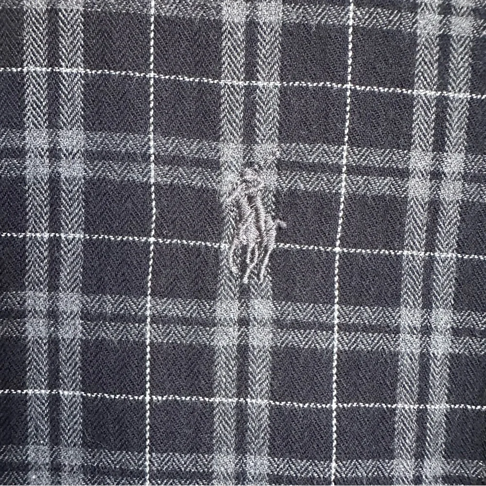 Polo‎ Ralph Lauren Men VTG Lowell Sport Cotton Gray Plaid Button Front Shirt LG